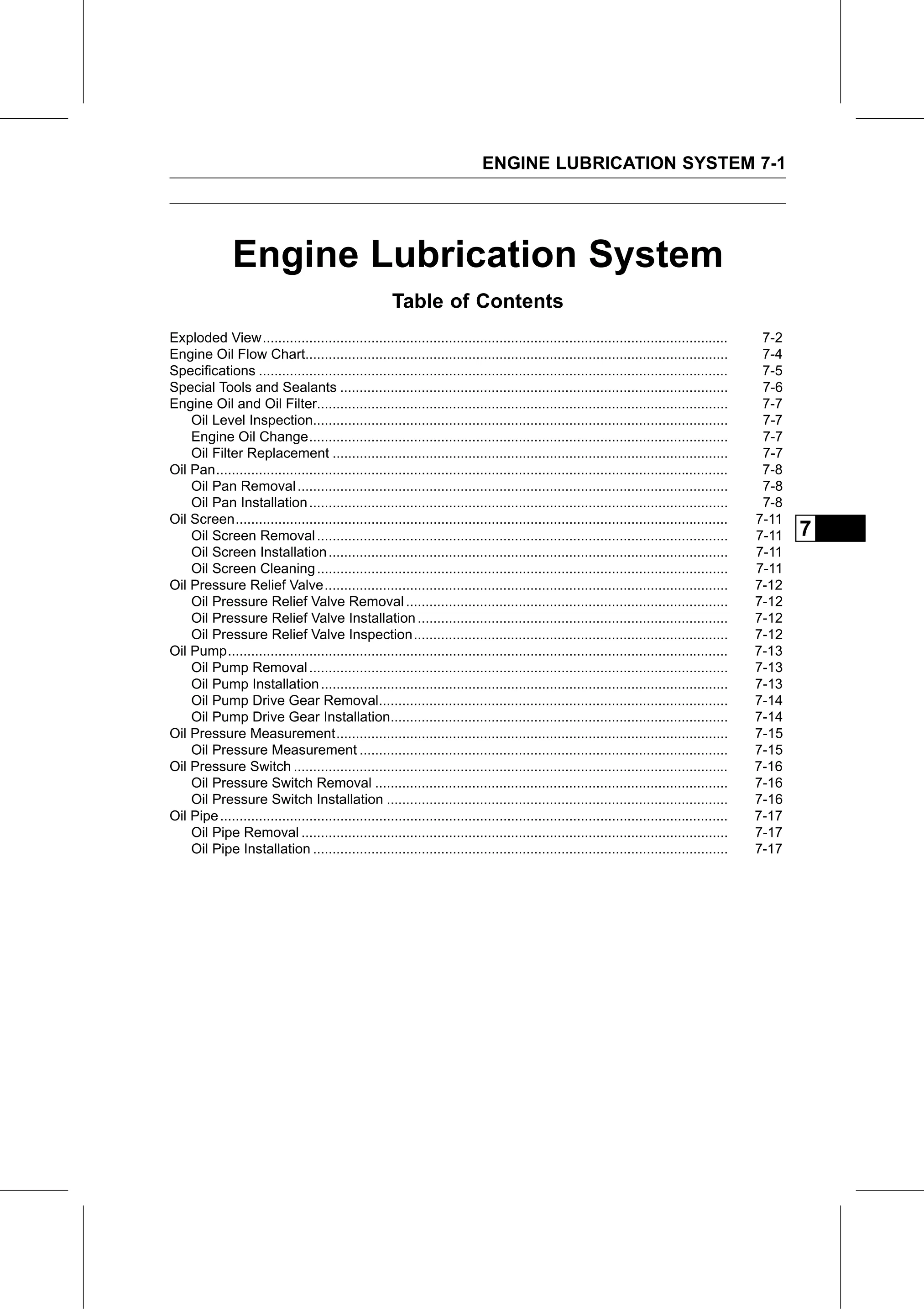 Service Manual page 317 — Engine Lubrication System