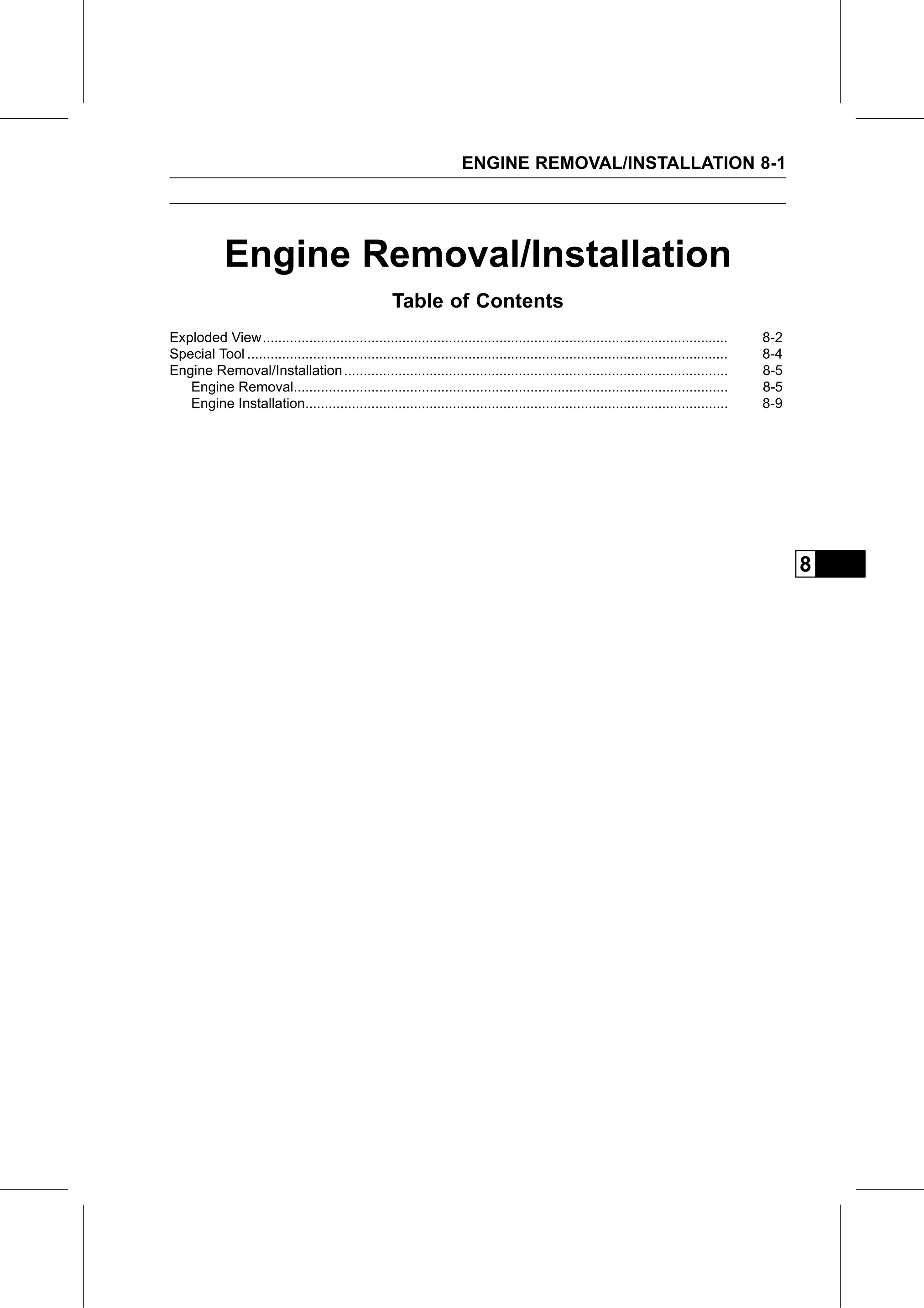 Service Manual page 335 — Engine Removal/Installation