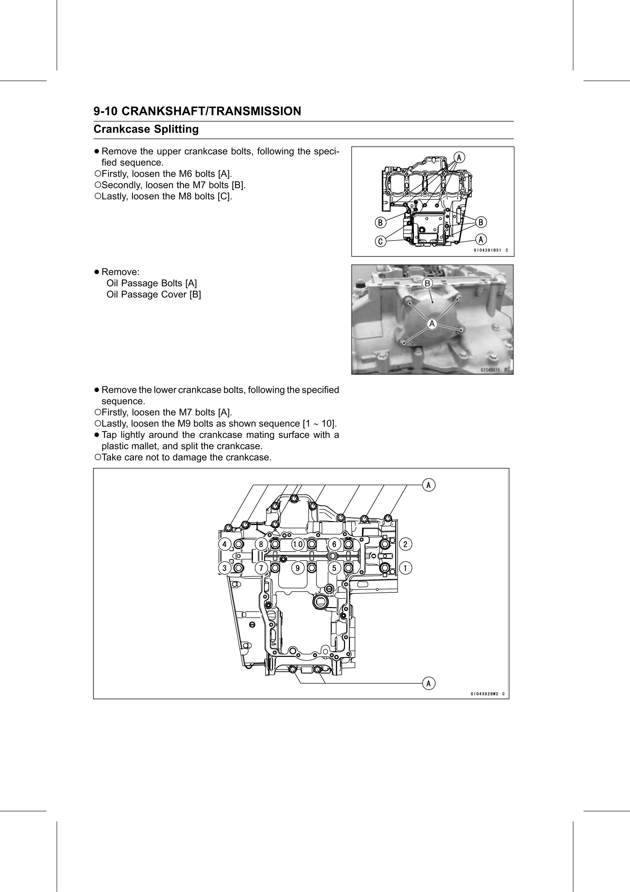 Service Manual page 356 — Crankshaft/Transmission › Crankcase Splitting