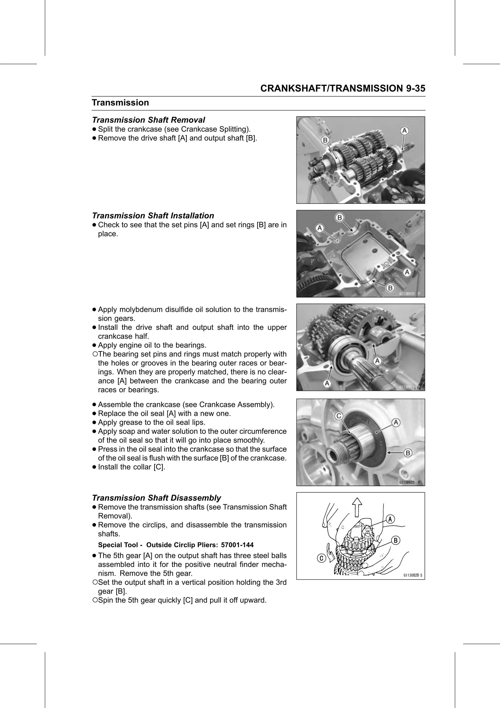 Service Manual page 381 — Crankshaft/Transmission › Transmission Shaft Disassembly