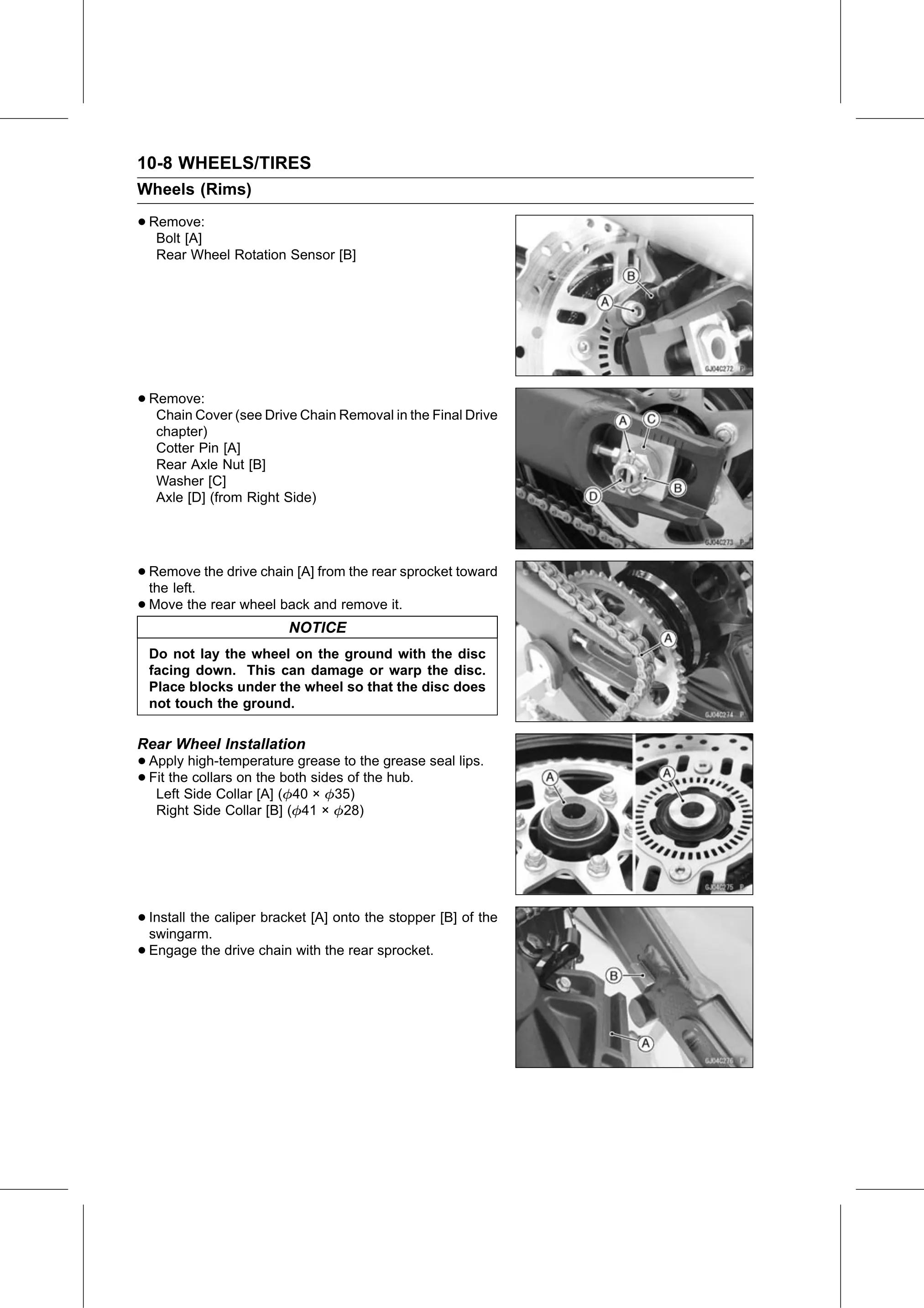 Service Manual page 396 — Wheels/Tires › Rear Wheel Installation