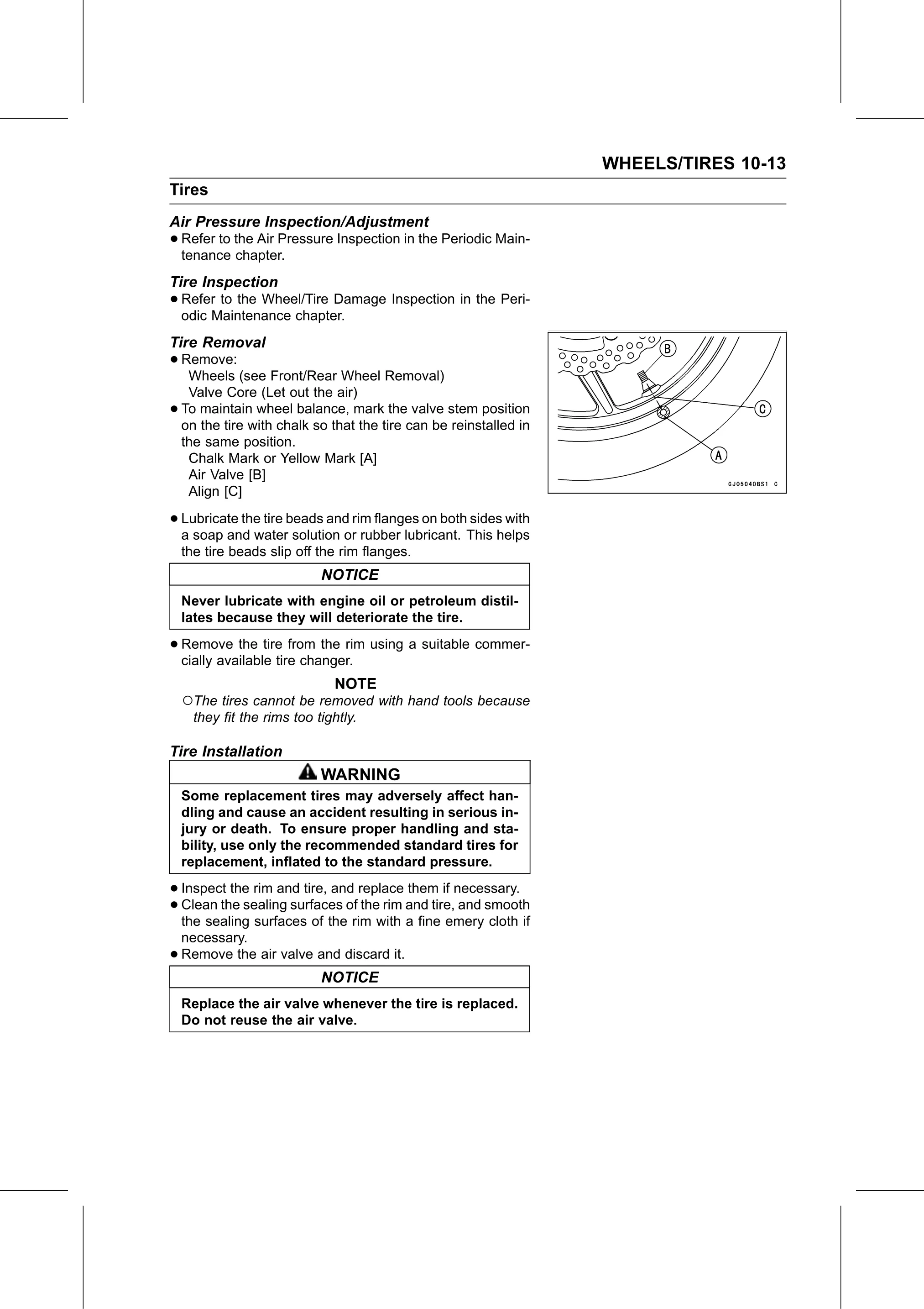 Service Manual page 401 — Wheels/Tires › Tire Installation