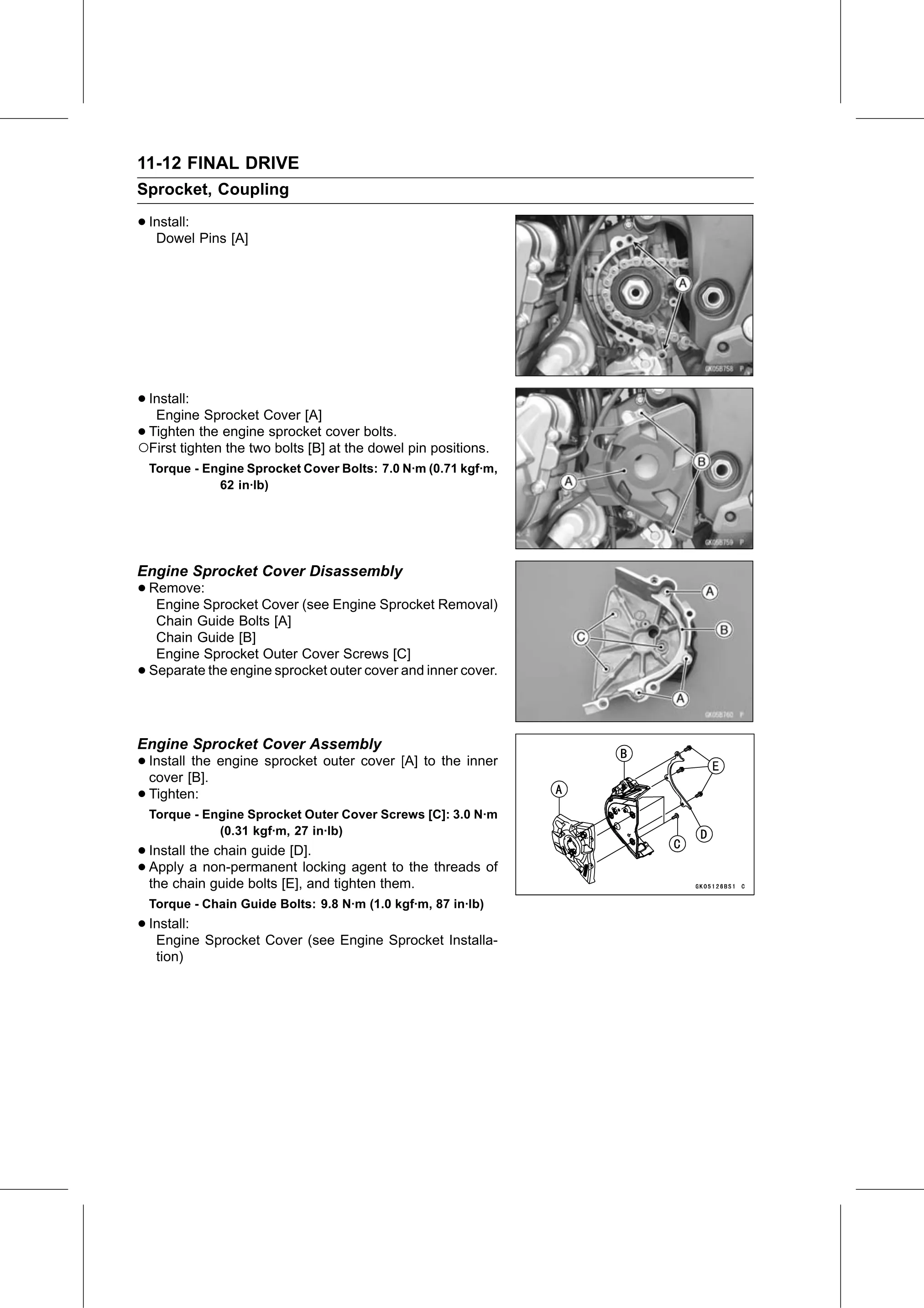 Service Manual page 418 — Final Drive › Engine Sprocket Cover Assembly