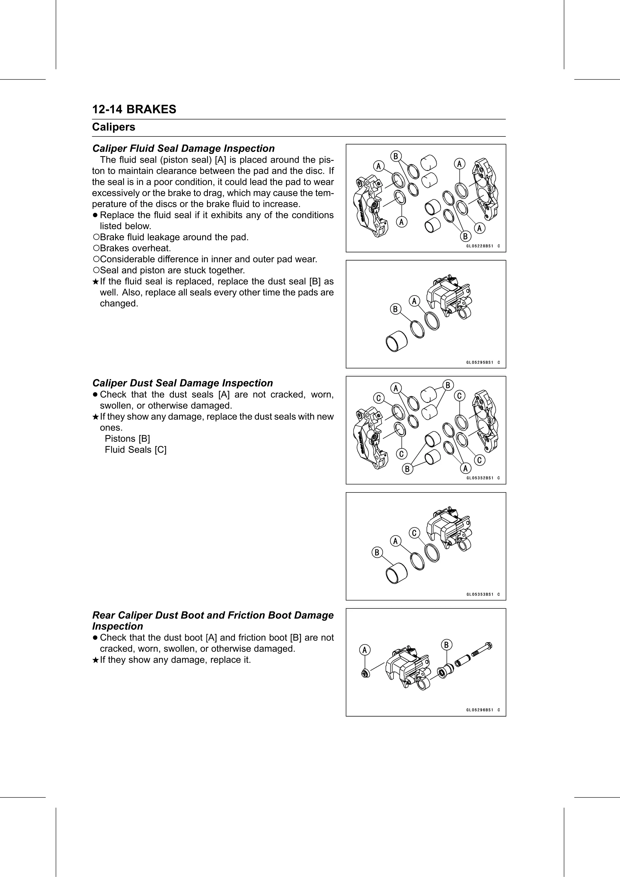 Service Manual page 436 — Brakes › Rear Caliper Dust Boot and Friction Boot Damage Inspection