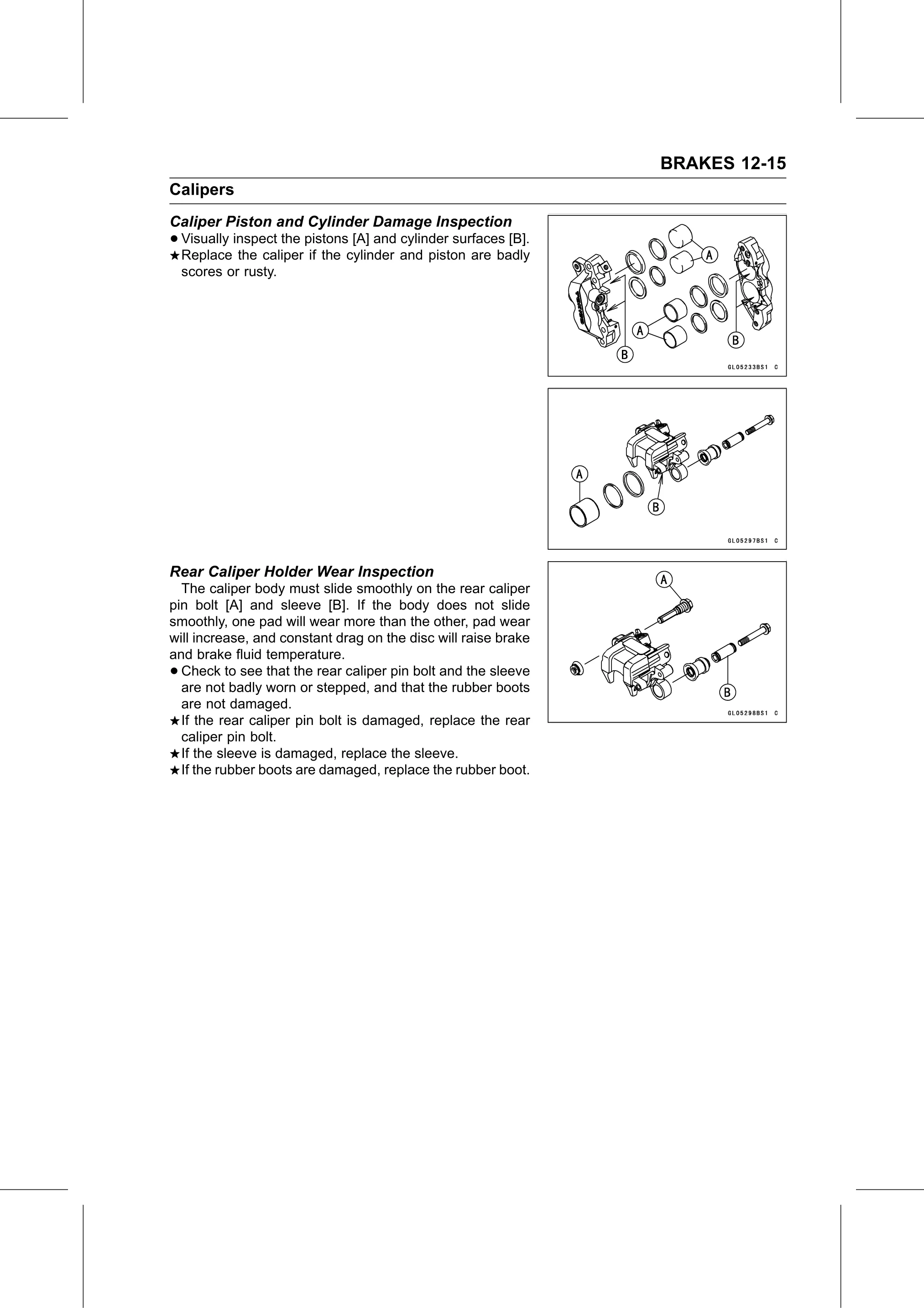 Service Manual page 437 — Brakes › Rear Caliper Holder Wear Inspection