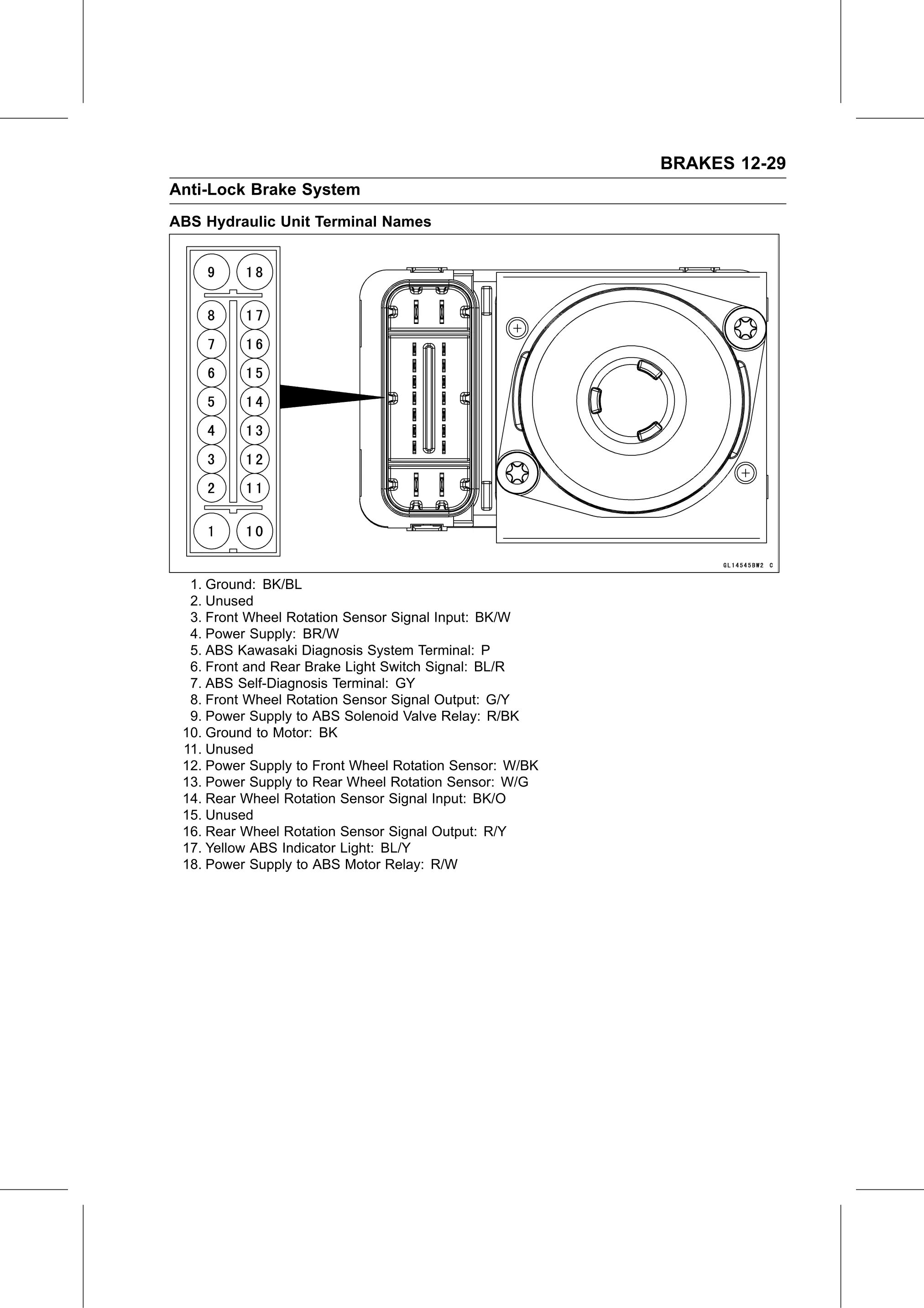 Service Manual page 451 — Brakes › Parts Location