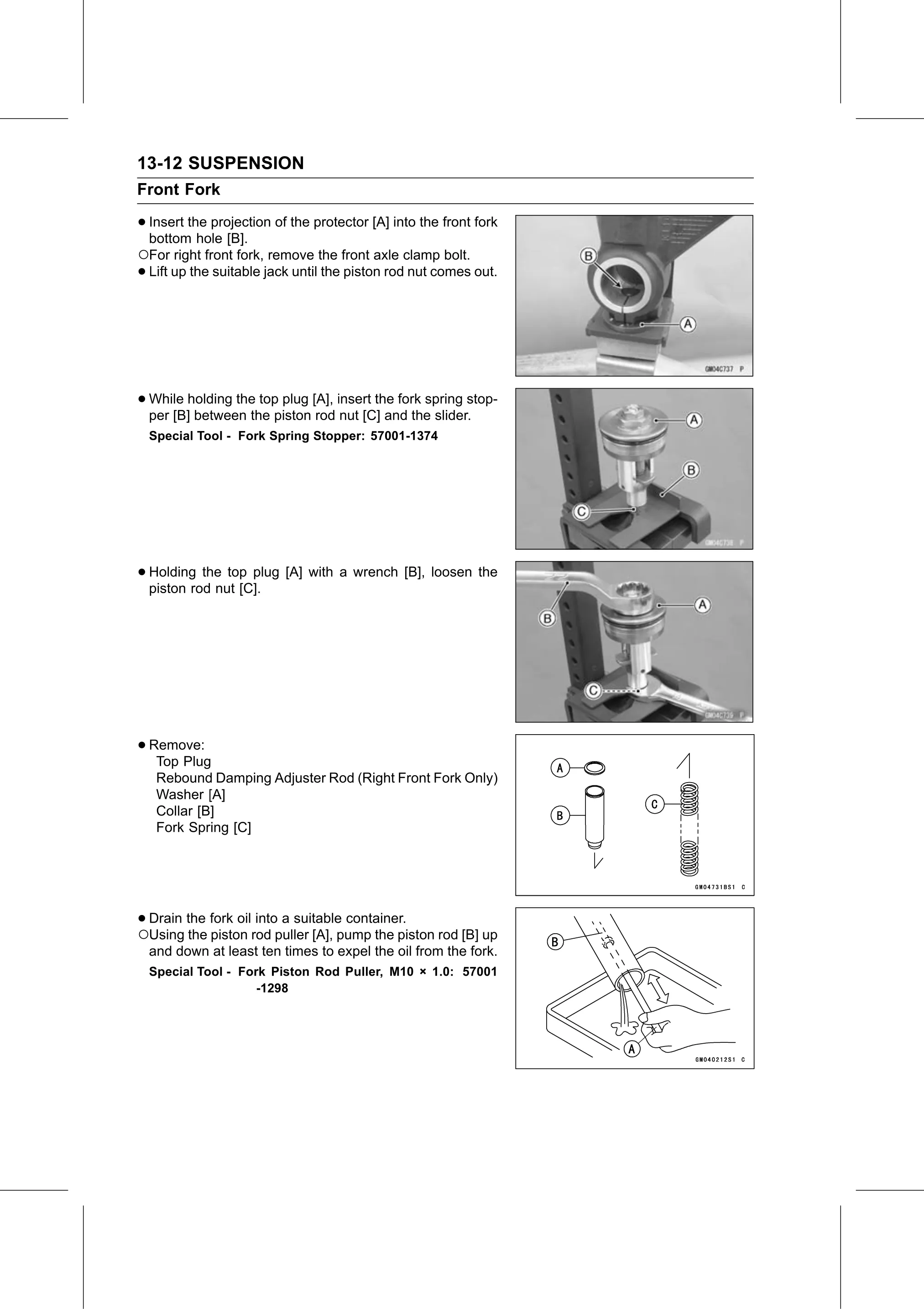 Service Manual page 492 — Suspension › Fork Oil Change