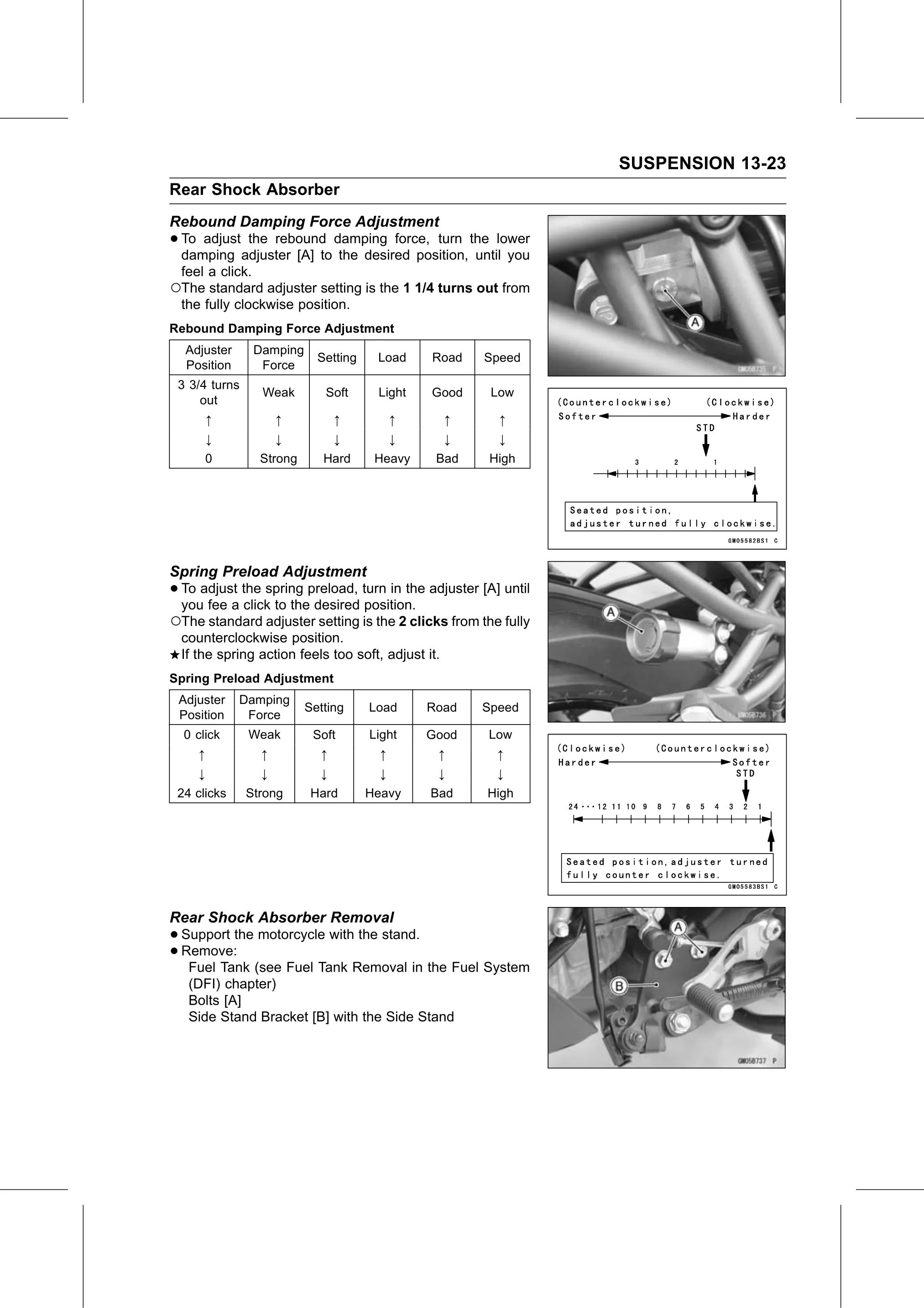 Service Manual page 503 — Suspension › Rear Shock Absorber Removal