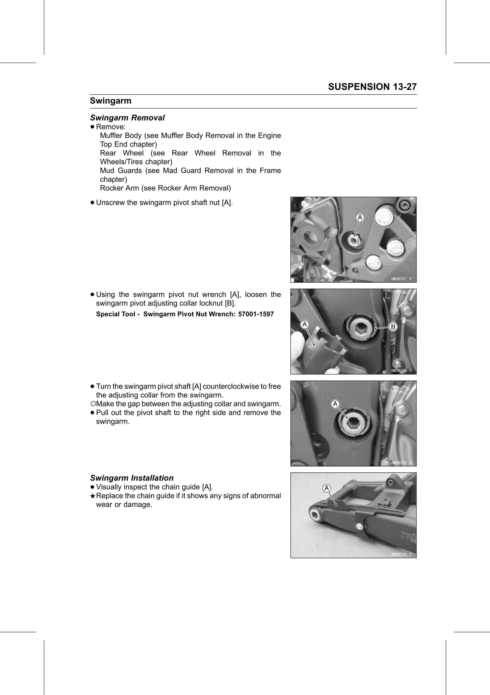 Service Manual page 507 — Suspension › Swingarm Installation