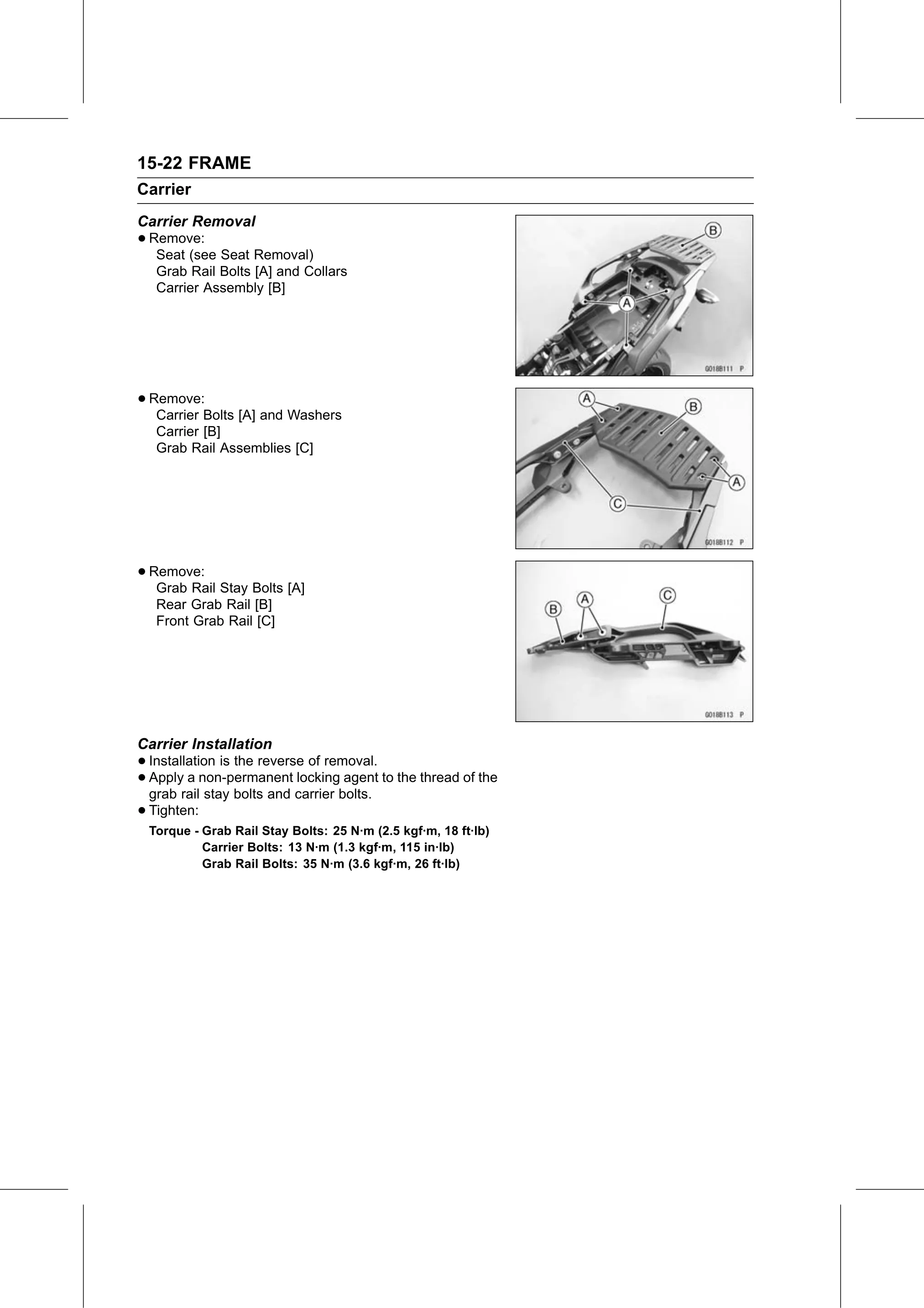 Service Manual page 550 — Frame › Carrier Installation