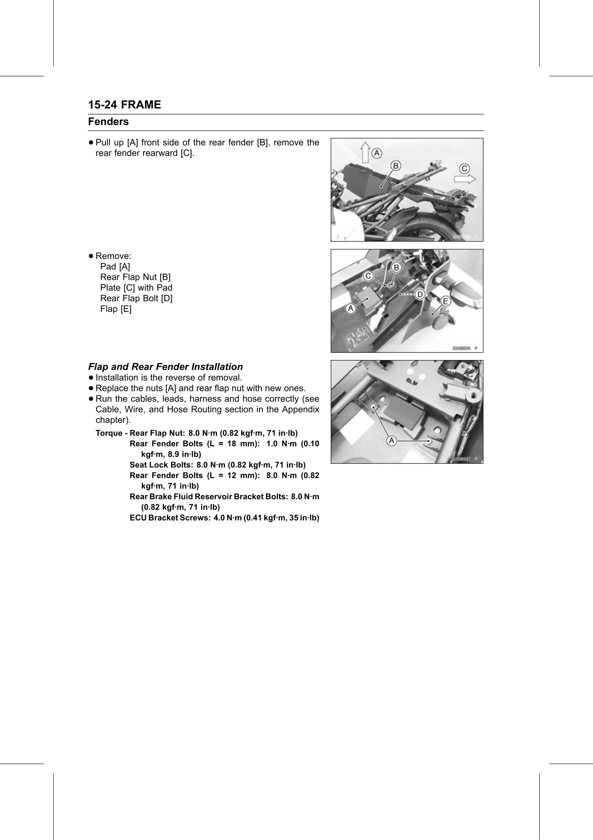 Service Manual page 552 — Frame › Flap and Rear Fender Installation