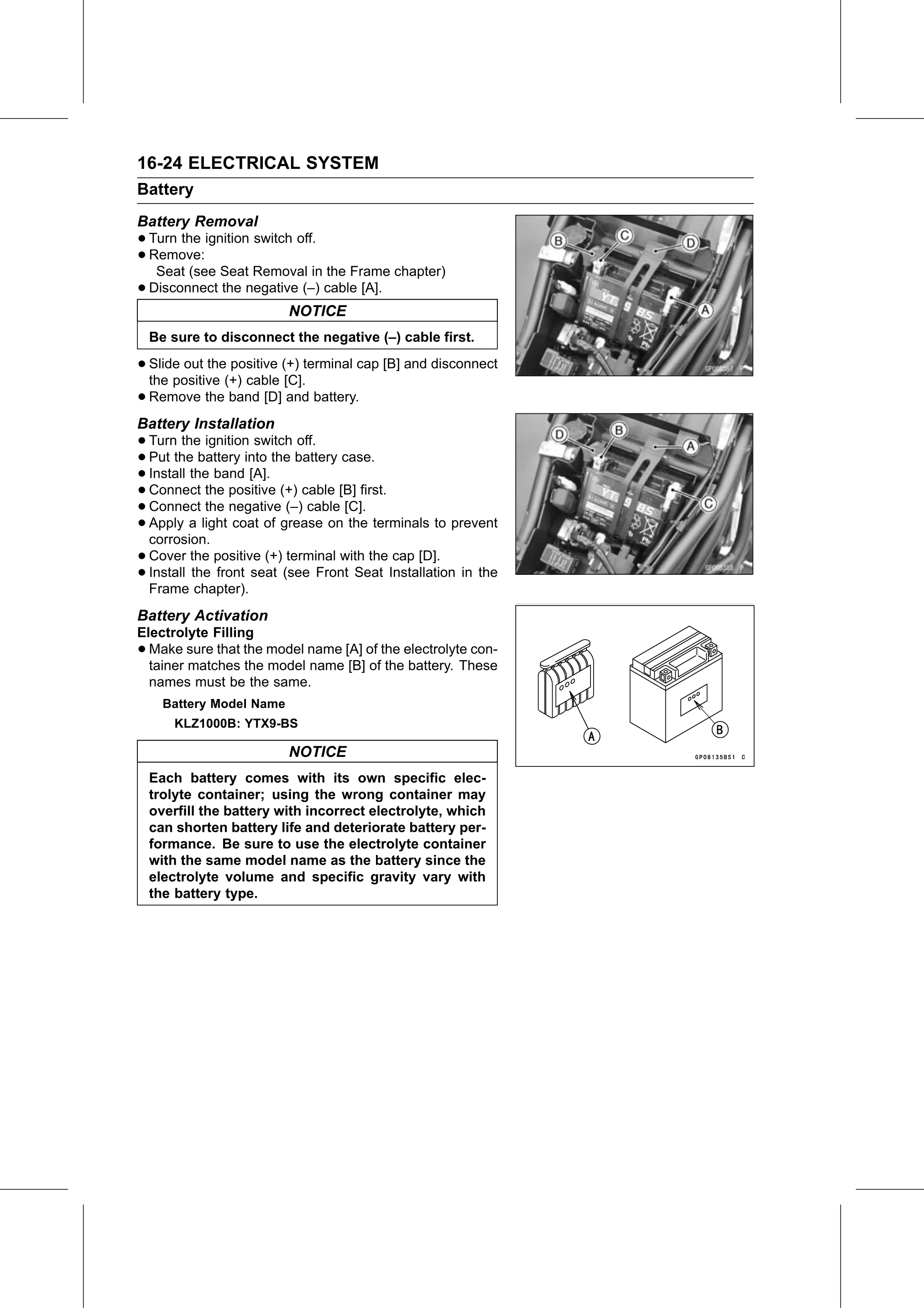 Service Manual page 584 — Electrical System › Battery Activation