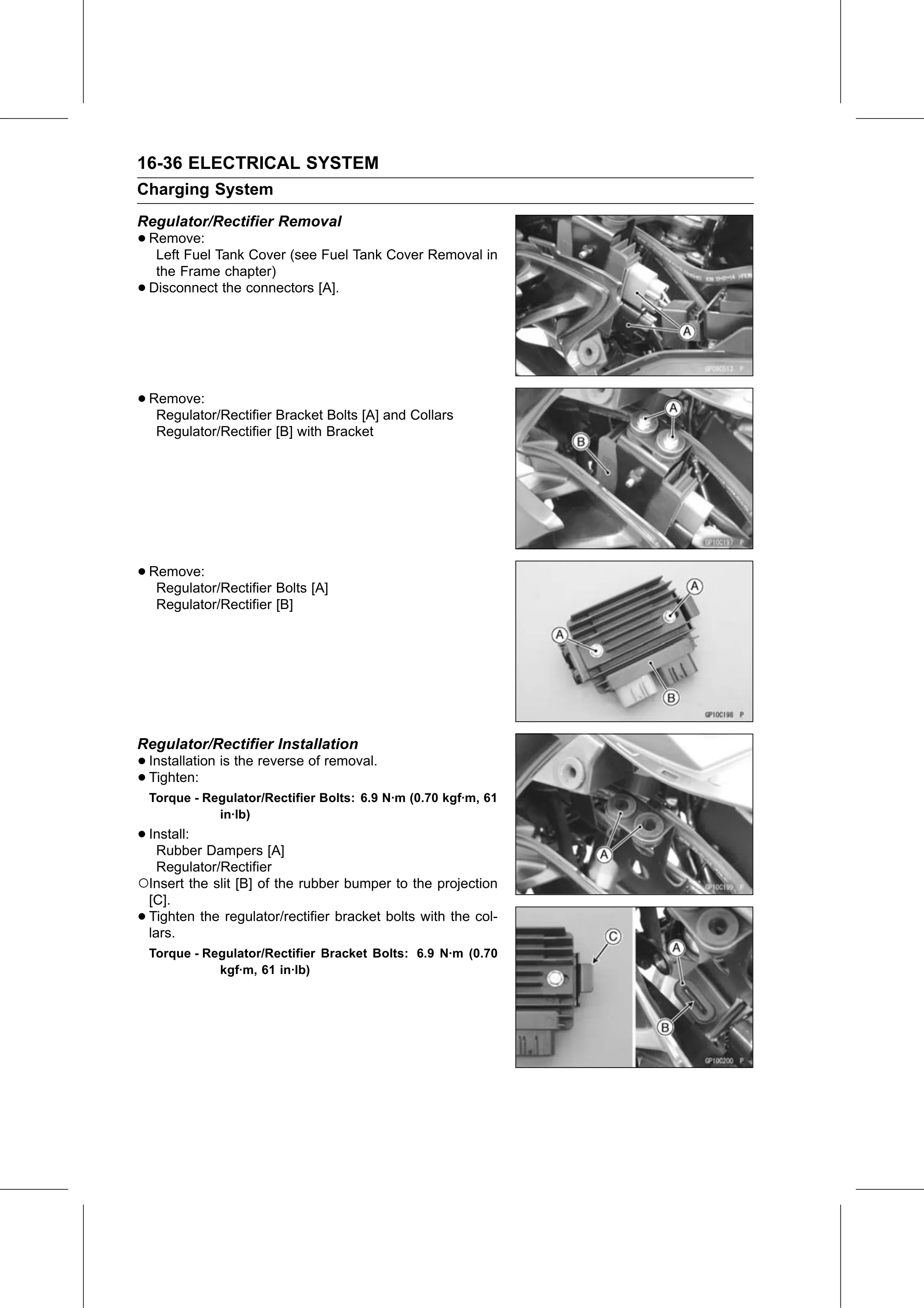 Service Manual page 596 — Electrical System › Regulator/Rectifier Installation