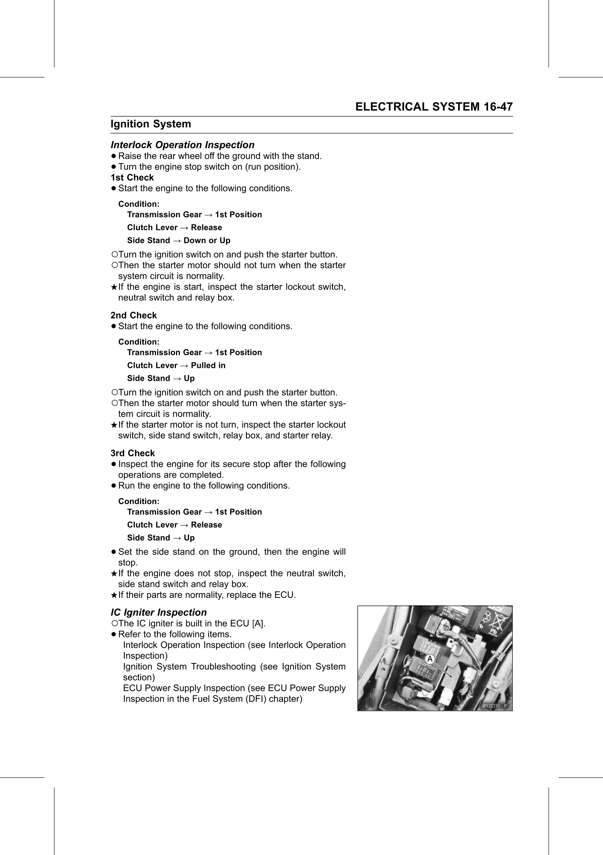 Service Manual page 607 — Electrical System › IC Igniter Inspection