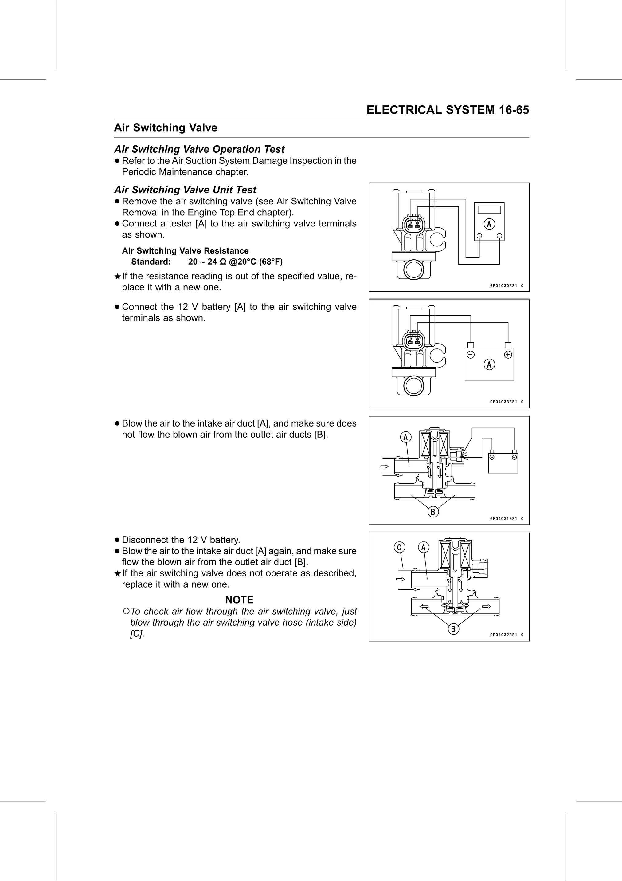 Service Manual page 625 — Electrical System › Air Switching Valve Unit Test